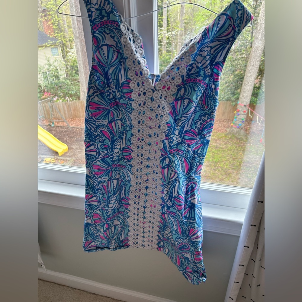 Lilly Pulitzer Target~Shift Dress~"MY FANS"~GOLD ZIP PULLY~Sz 10